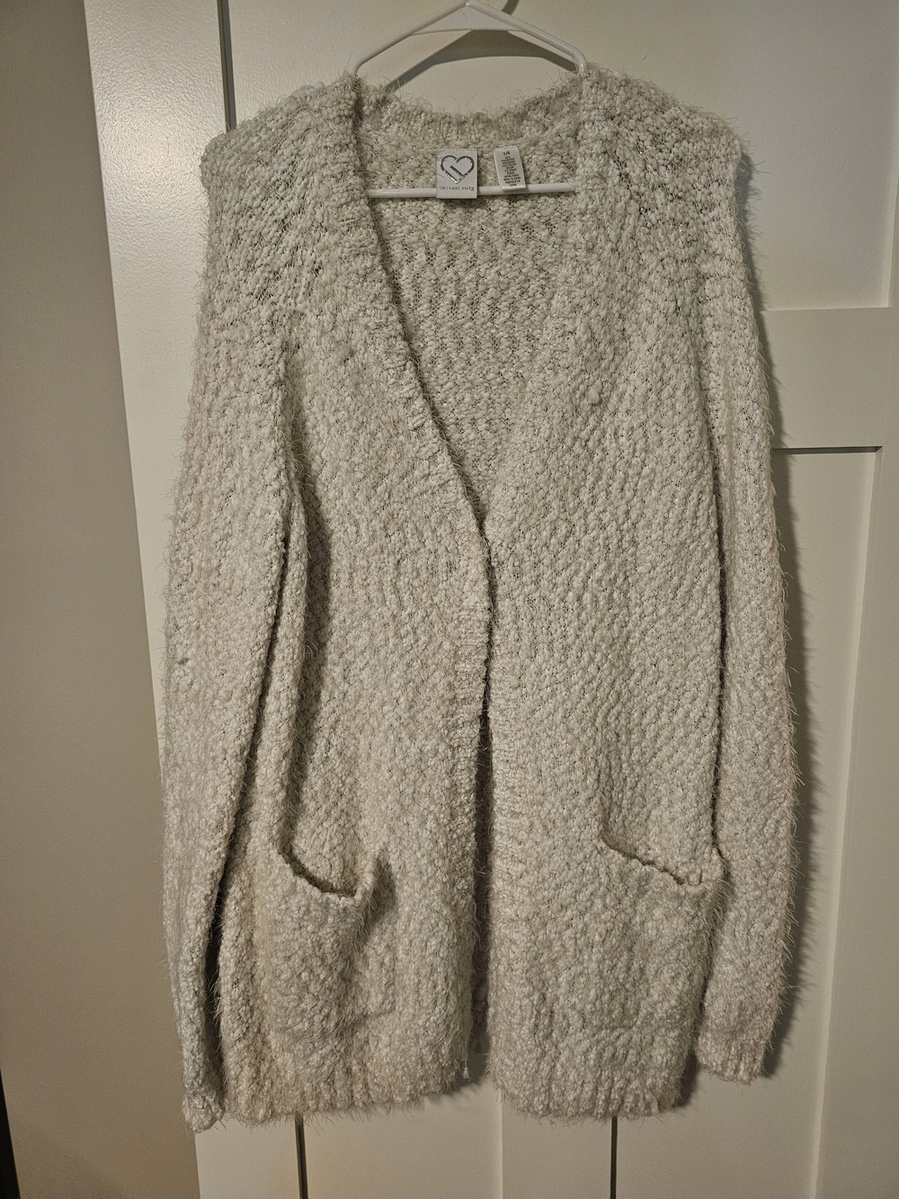 Aeropostale Ivory Bouclé Open-Front Cardigan